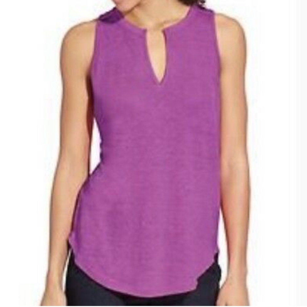 Athleta pinkish plum Easy Newport linen tank top